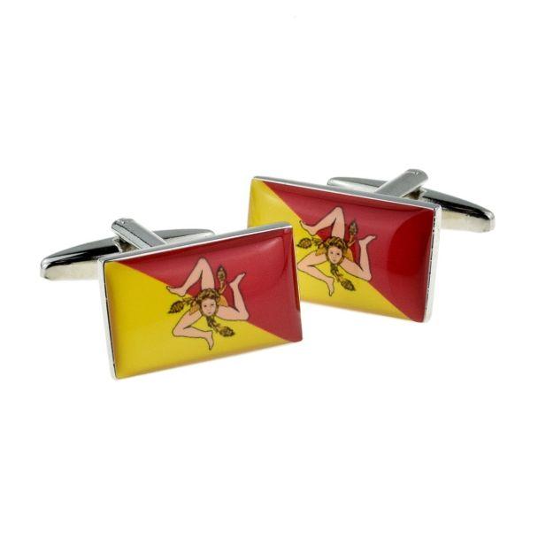 Gemelos para camisa Bandera de Sicilia Rectangular-Gemelolandia