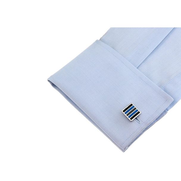 Gemelos para Camisa wedding Black and Blue Stripes 04