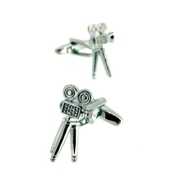Gemelos para Camisa Cámara Cinematográfica con Trípode Plateada - Gemelolandia