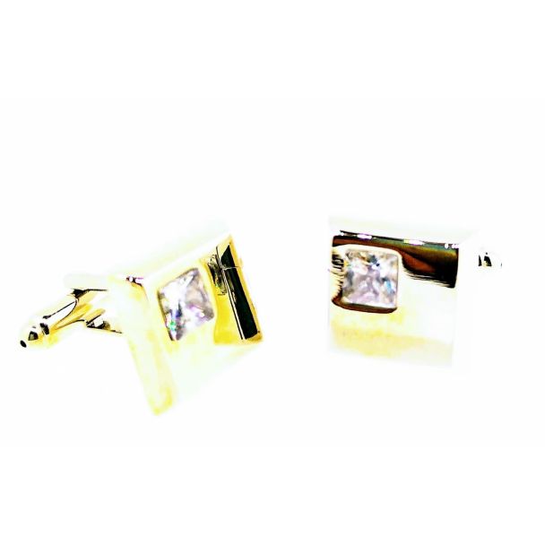 Gemelos para Camisa Cristal Gris Cuadrado 14x14mm-Gemelolandia