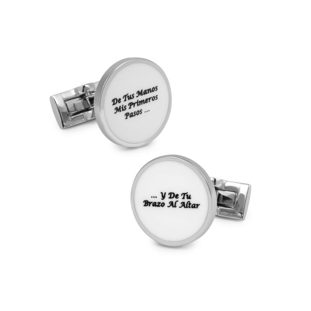 Gemelos para Camisa De Tus Manos Mis Primeros Pasos Blanco Mod 2 - Gemelolandia