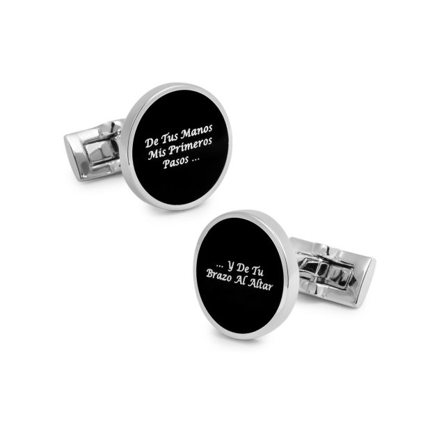Gemelos para Camisa De Tus Manos Mis Primeros Pasos Negro Mod 2 - Gemelolandia