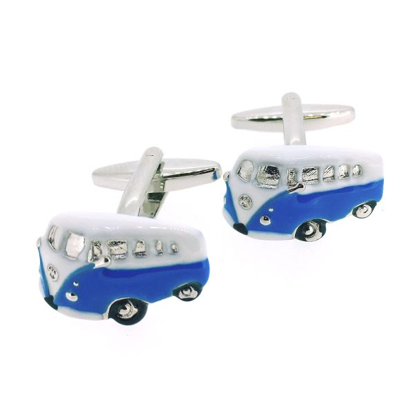 Gemelos para Camisa Furgoneta VW Color Celeste y Blanco 01