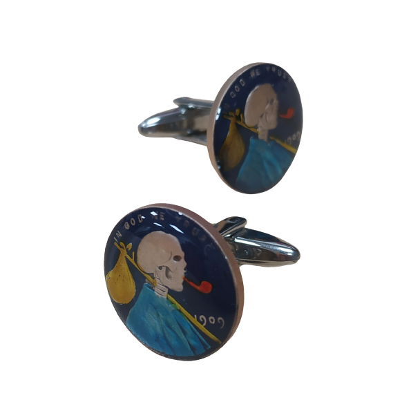 Gemelos para Camisa Hobo Coin Esqueleto con Zurron - Gemelolandia