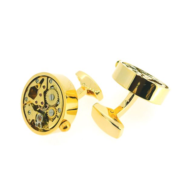 Gemelos para Camisa Mecanismo Gold Rounded Mod II 01