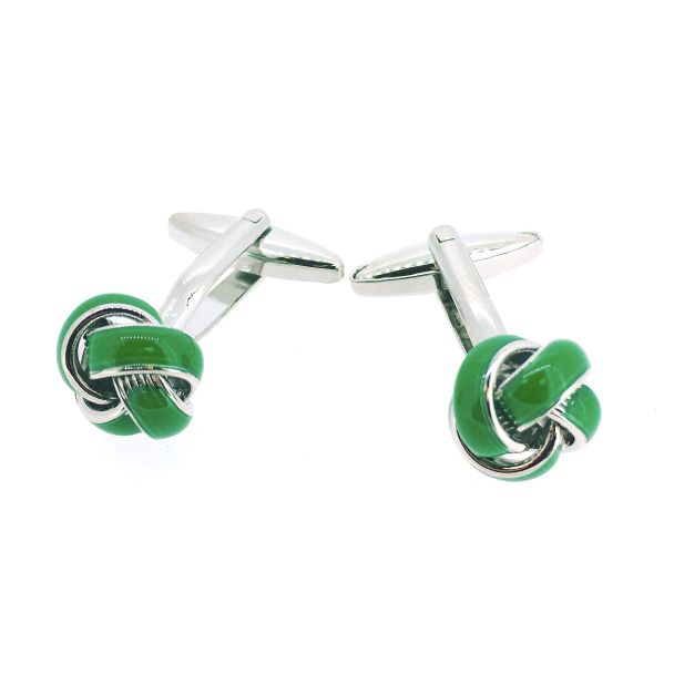 Gemelos para Camisa Nudo Esmaltado de Color Verde 04
