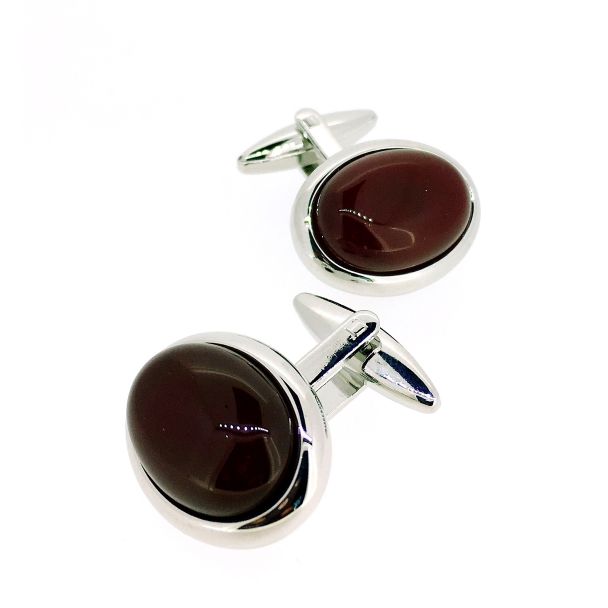 Gemelos para Camisa Oval Piedra Marrón Liso - Gemelolandia