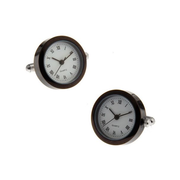 Gemelos para camisa Reloj de Cuarzo Modelo Acero Negro 01