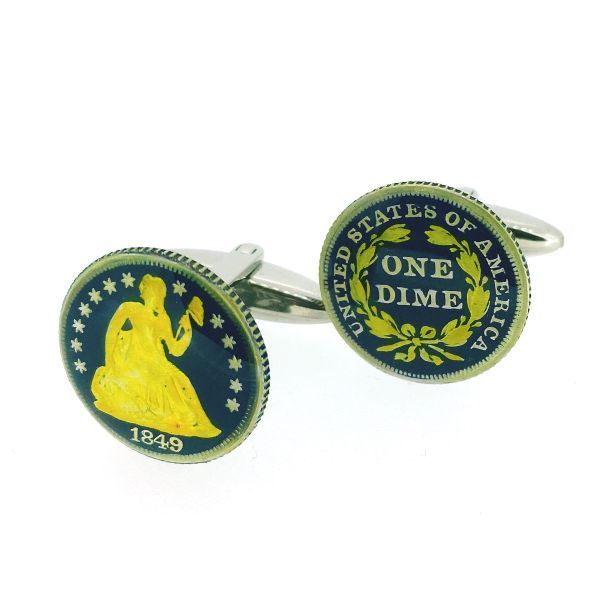Gemelos para Camisa Replica Moneda One Dime USA 1849 02
