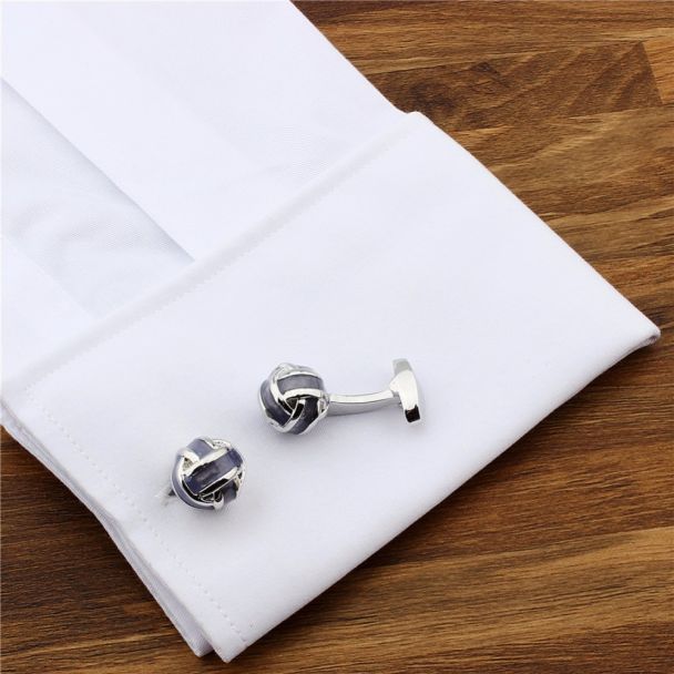 Gemelos para Camisa Striped Grey Enamel Balls 03