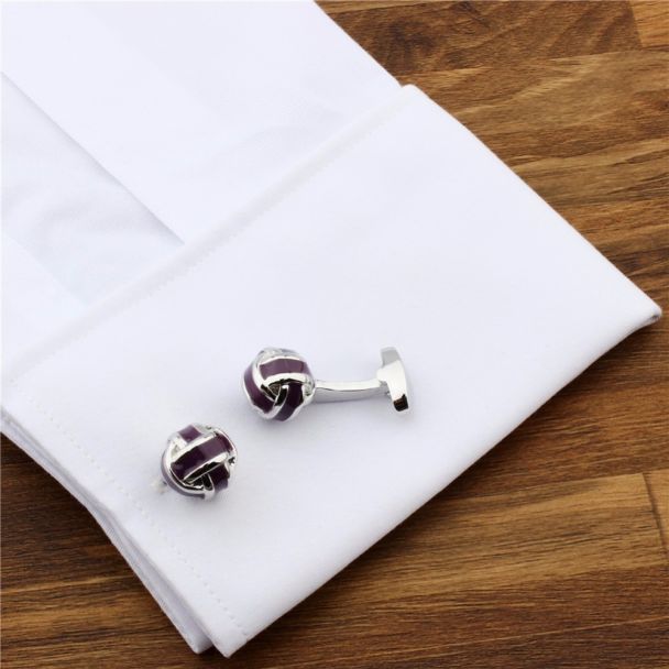 Gemelos para Camisa Striped Purple Enamel Balls 3