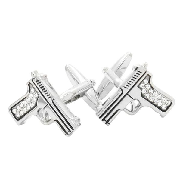 Gemelos para camisa Pistola Revolver Cristal