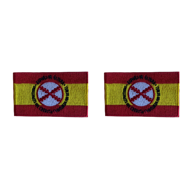 Pack 2 Parches Termoadhesivos Bandera España Lema Tercios de Flandes 8x5cm - Gemelolandia