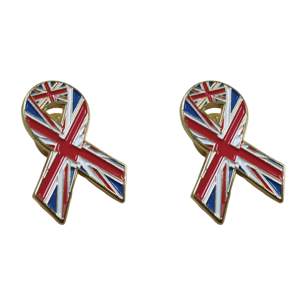 Pack 2 Pins de Solapa Lazo Bandera Reino Unido Ribbon Flag Great Britain 30x25mm - Gemelolandia