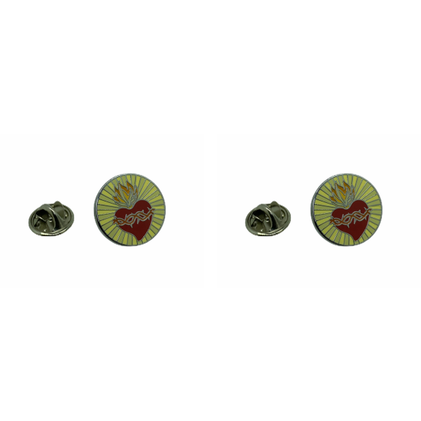 Pack 2 Pins de Solapa Sagrado Corazon de Jesus 16mm - Gemelolandia