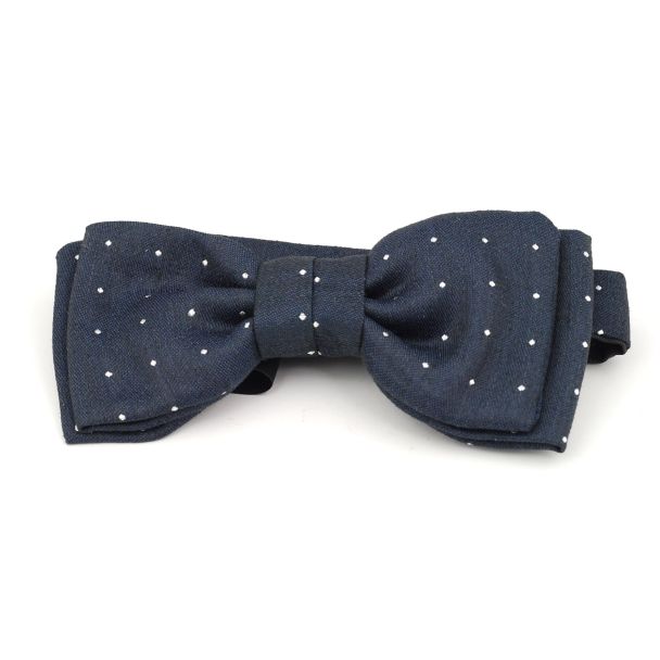 Pajarita de Lino y Seda HUGO Navy White Dots 50312683 Bow Tie 01