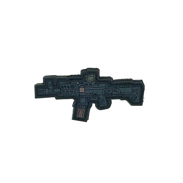 Parche de Goma Hook and Loop Fusil de Asalto Negro - 8x4 cm - Gemelolandia