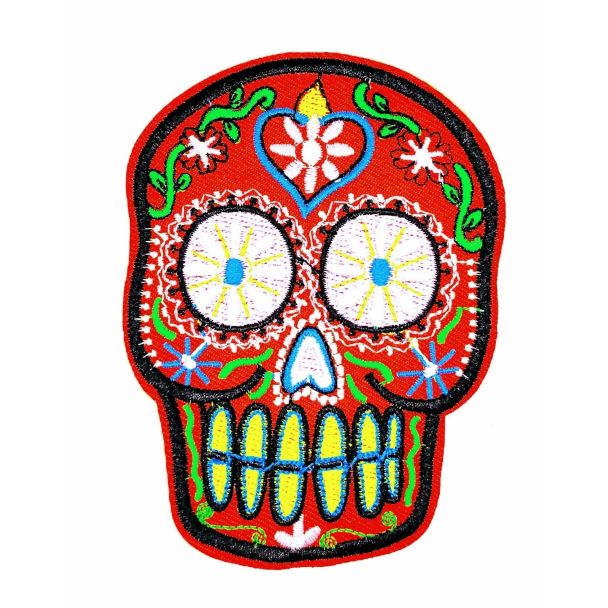 Parche Termoadhesivo Calavera Katrina red big 10x7,5 cm - Gemelolandia
