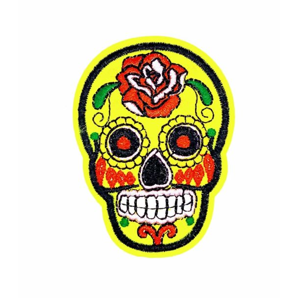 Parche Termoadhesivo Calavera Katrina yellow small 7x5 cm - Gemelolandia