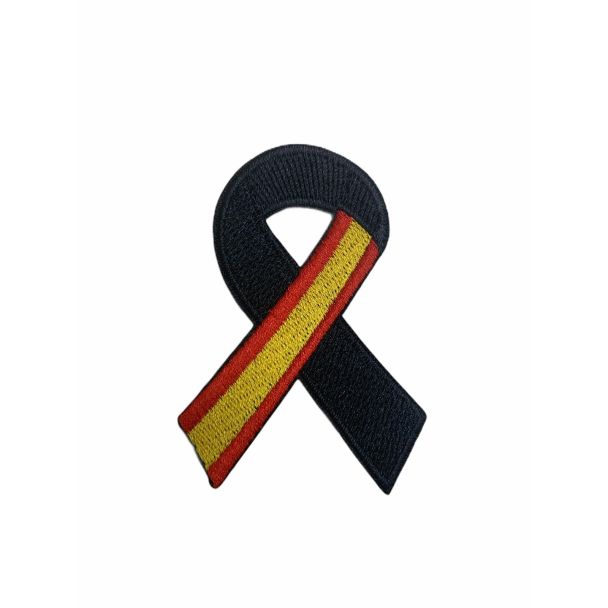 Parche Termoadhesivo Lazo Negro Bandera de España 7x5cm - Gemelolandia
