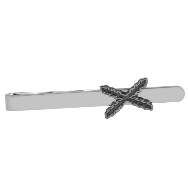 Burgundy Cross Tie Clip St. Andrew's Cross Steel 55mm