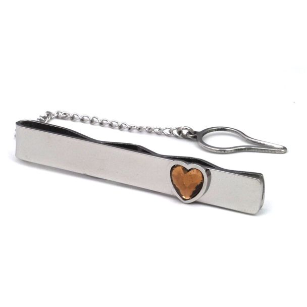 Pasador de Corbata Brown Heart Stone 01