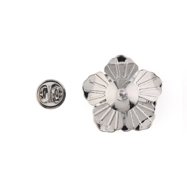 Pin Broche de Solapa Flor Azul Oscuro 02