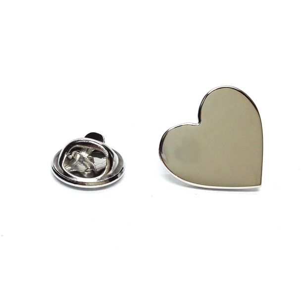 Pin de Solapa Corazón Plateado