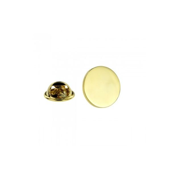 Pin de Solapa Grabable Diseño Redondo Dorado 15mm - Gemelolandia