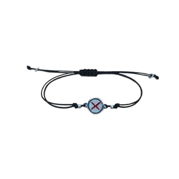 pulsera cruz de borgoña 23mm en Plata de ley con esmaltado a color
