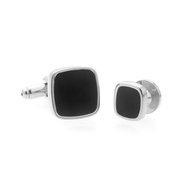 Stud Set Botones de Esmoquin y Gemelos Black Elegant Square 2 - Gemelolandia