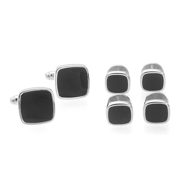 Stud Set Botones de Esmoquin y Gemelos Black Elegant Square - Gemelolandia 3