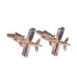 Gemelos de camisa avión biplano RAF color oro rosa 01