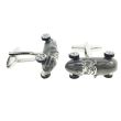 Gemelos de camisa Bolido cool retro style metallic silver motor racing car 03 - Gemelolandia