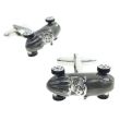 Gemelos de camisa Bolido cool retro style metallic silver motor racing car - Gemelolandia