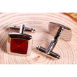 Gemelos de Camisa Cuadrados Concéntricos en Rojo 4
