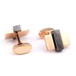 Gemelos de Camisa Fortune Plain Black Stripe in Rose Gold 03