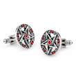 Gemelos de camisa pentagrama con piedras rojas 01