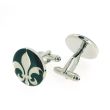 Gemelos para Camisa Flor de Lys Rounded Plated and Black 03 - Gemelolandia