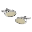 Gemelos para Camisa Oval Plateado y Blanco 1 - Gemelolandia
