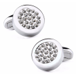 Gemelos para camisa Rounded Steel and White Crystal Cuff 03