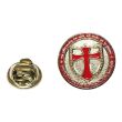 Pin de Solapa Redondo con Escudo Cruz Templaria en Rojo