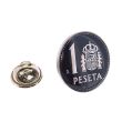 Pin de Solapa Moneda Original Pintada a Mano 1 Peseta Aluminio Azul  - gemelolandia