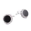 Stud Set Botones de Esmoquin y Gemelos Esmaltados Negros con Cristal 03