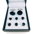 Stud Set Botones de Esmoquin y Gemelos Sterling Plated and Black Onix 8 Piezas 2-Gemelolandia
