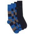 Twopack Hugo Boss Calcetines RS Design Tonos Azules y Marron Ajedrez y Liso Talla 39-42 01